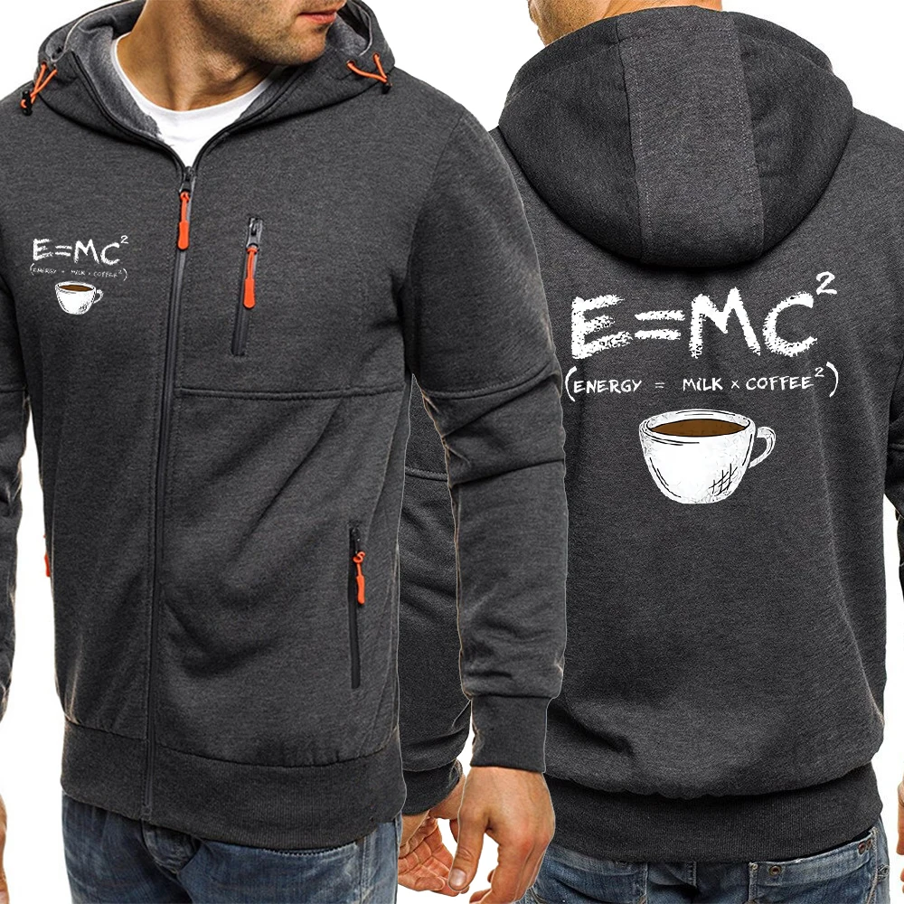 Emc Energy Milk Coffee Cartoons Print Hoodies Men Winter Zip Up Sportswear Loose Fleece Warm Hoody Oversized Casual Hooded Male