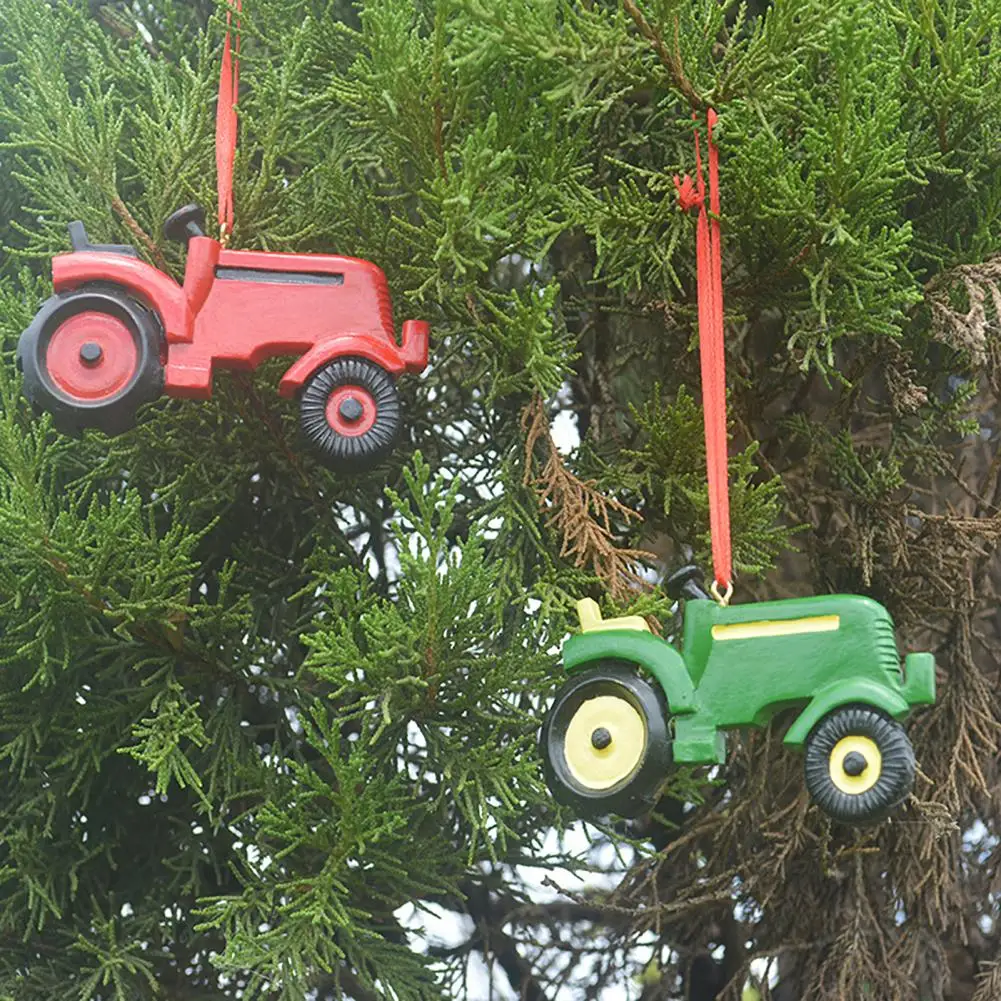 Ornamentos de caminhão de natal resina vermelho/verde caminhão pendurado decoração artesanato de carro decoração de árvore de natal cabide para festas de ano novo