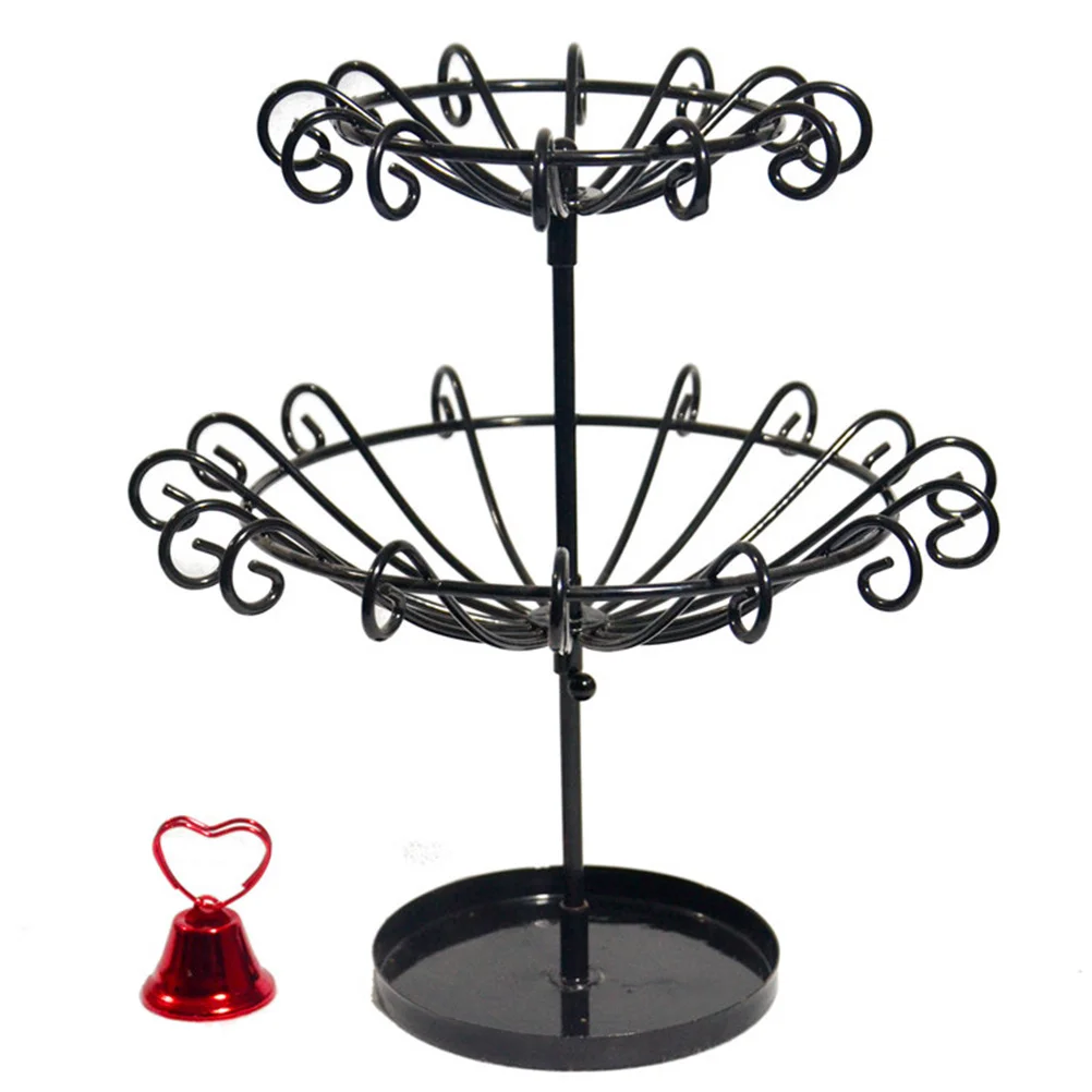 

2-Tier Jewelry Stand Display Rack Organizer Earrings Necklaces Rings Storage Iron Tree-Shaped Holder Space-Saving Jewelry