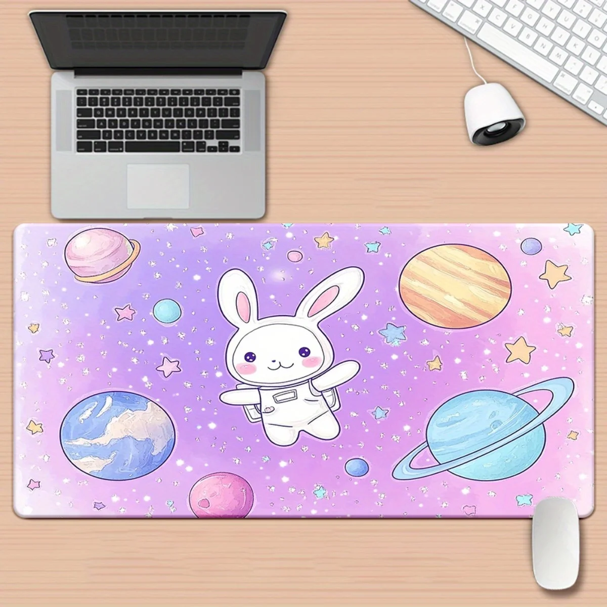 Astronaut Bunny Space XXL Desk Mat Large Gaming Mouse Pad Durable Rubber Base Office Mat