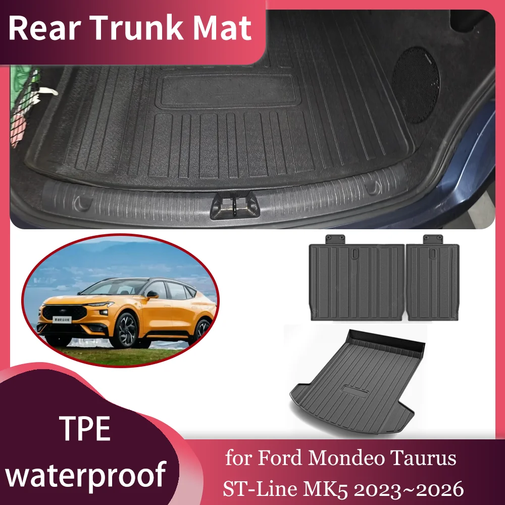 Car Trunk Mat for Ford Mondeo Taurus ST-Line MK5 2023~2026 TPE Waterproof Liner Trunk Seat back Pad Cargo Tray Part Accessories