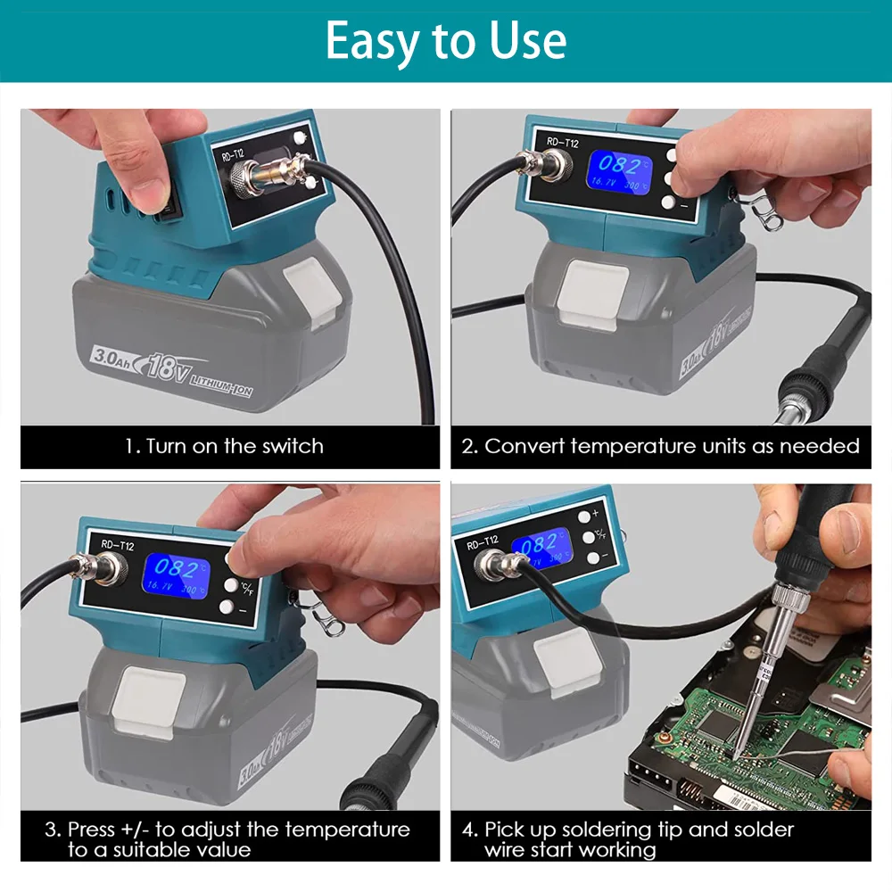 Cordless Soldering Iron Station for Makita 18V Max Battery with Digital Display Auto-Sleep °C/°F Conversion Welding Tool for DIY