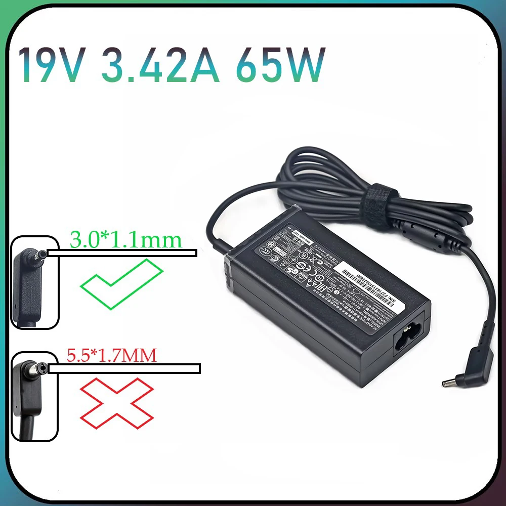 19V 3.42A 65W 3.0*1.1mm Laptop AC Power Adapter Charger For ACER Aspire S3 S5 S7 P3 Iconia C740 C720 Tab W500 W700 C740 C910 New