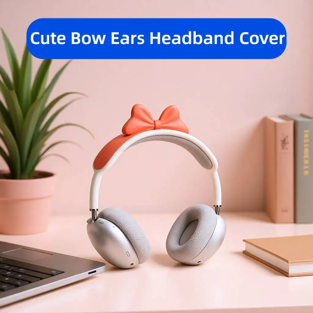 

Cute Bow Ears Headband Soft Silicone Protectors Cover For Apple AirPods Max Headphone Comfort Cushion Top Pad Protector Sleeve