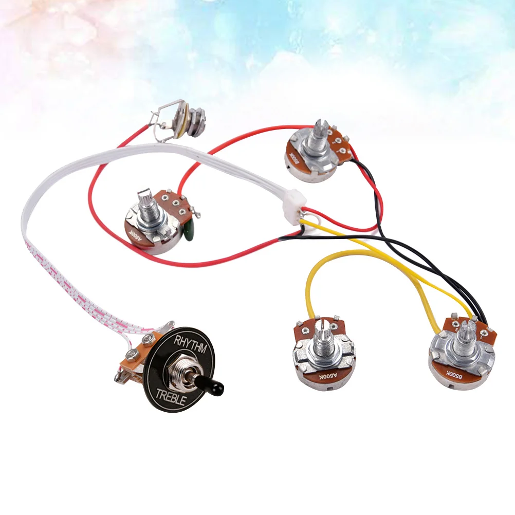 

Pcs Wiring Harness 2 Volume 2 Tone 3 Way Switch A500K B500K Pots For Gs Style Guitars Guitar Parts Kit Instrument