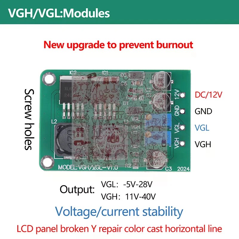 VGH VGL DC Module For Repairing LCD Panel Y Broken Color Abnormal Horizontal Line TV Module Voltage Adjust Tool