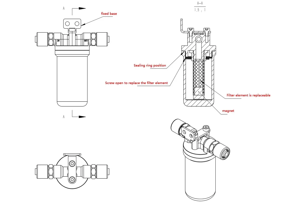 JDModel Mini Hydrauliköl Metallfilter mit feinem Sieb für RC Tamiya Bagger Bulldozer Loader LKW Teile Rc Zubehör – Detail 2