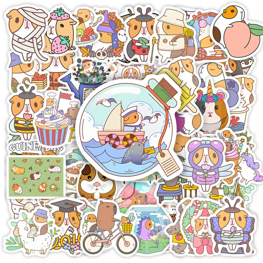 Kawaii Cute Cartoon Guinea Pig Stickers DIY Toy Gift Decorative Graffiti Decal for Phone Luggage Laptop Scrapbook Waterproof