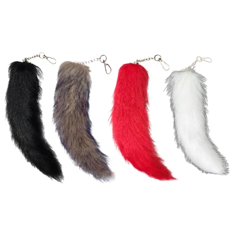 

Animal Tail Keychain Pendant 30cm Plush Foxes Tail Keyrings Charm Ornaments Car Key Chains for Backpack Bag Decoration