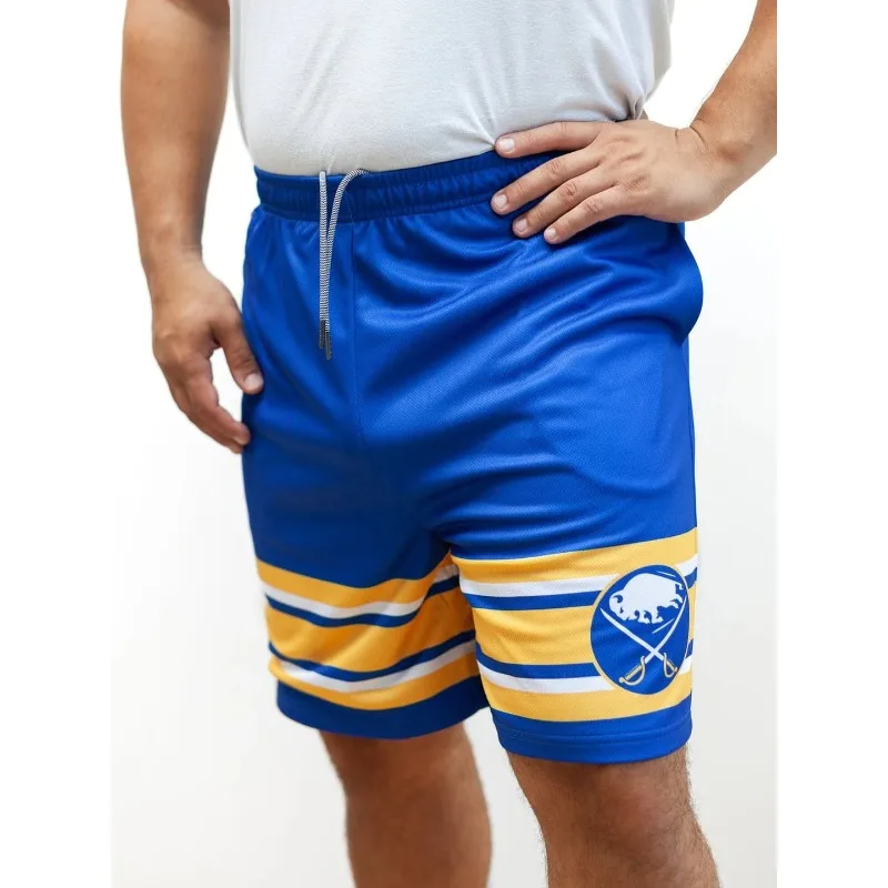 Men Buffalo Sabres Sports Shorts Ice Hockey Fan Quick Dry Short Pants Blue Yellow White Running Training Casual Beach Shorts