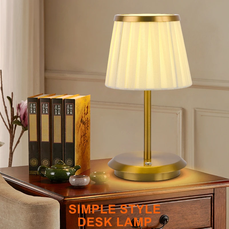 Vintage Fabric Cover Table Lamp Touch Switch Desk Lamp Bedside Table IP40 Waterproof Lamp Outdoor Dining Table Decorative Light