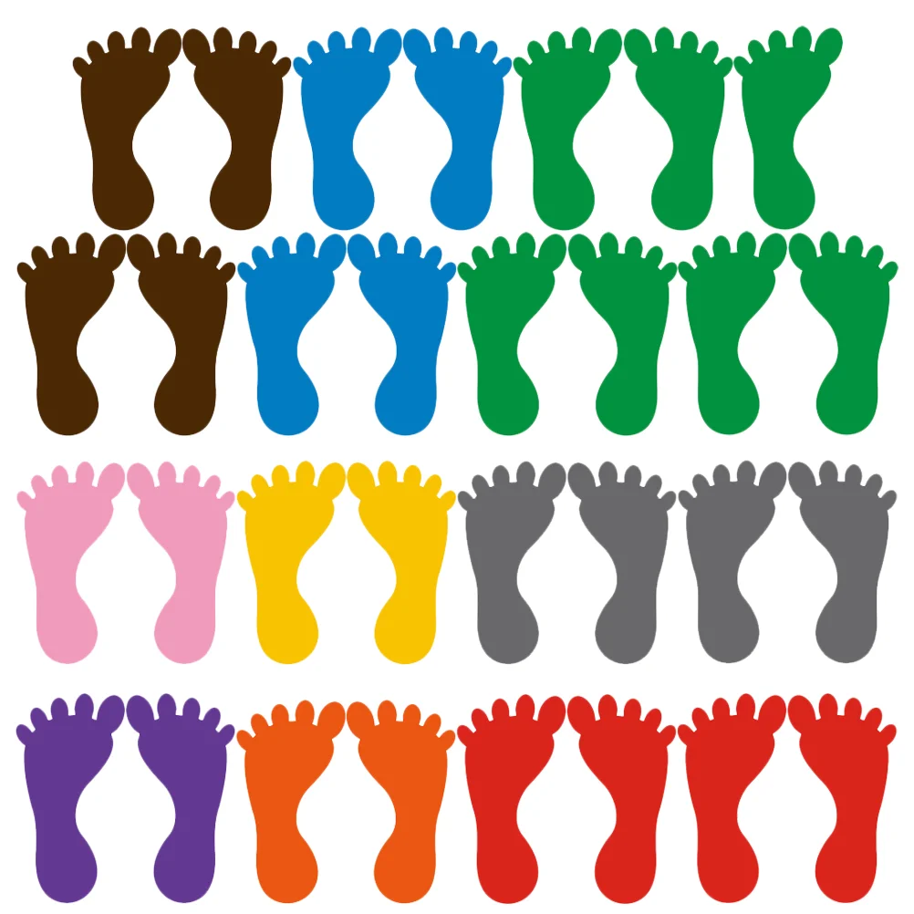 18 Pairs Little Feet Floor Stickers Vinyl Nursery Stairs Kindergarten Footprint Decals Adhesive Ground