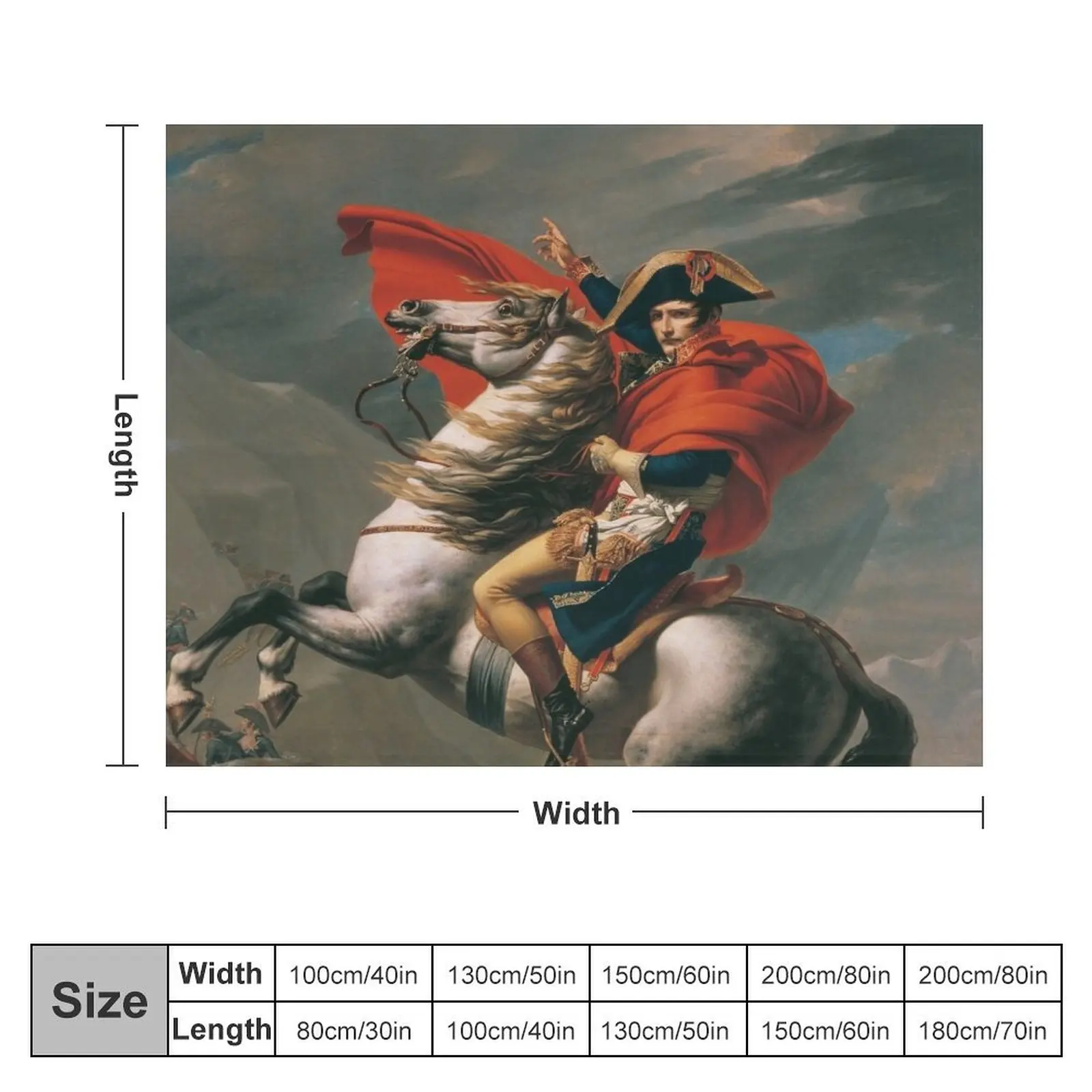 Napoleon Bonaparte Crossing the Alps, Belvedere version by Jacques-Louis David Throw Blanket Sofa Quilt for winter Blankets