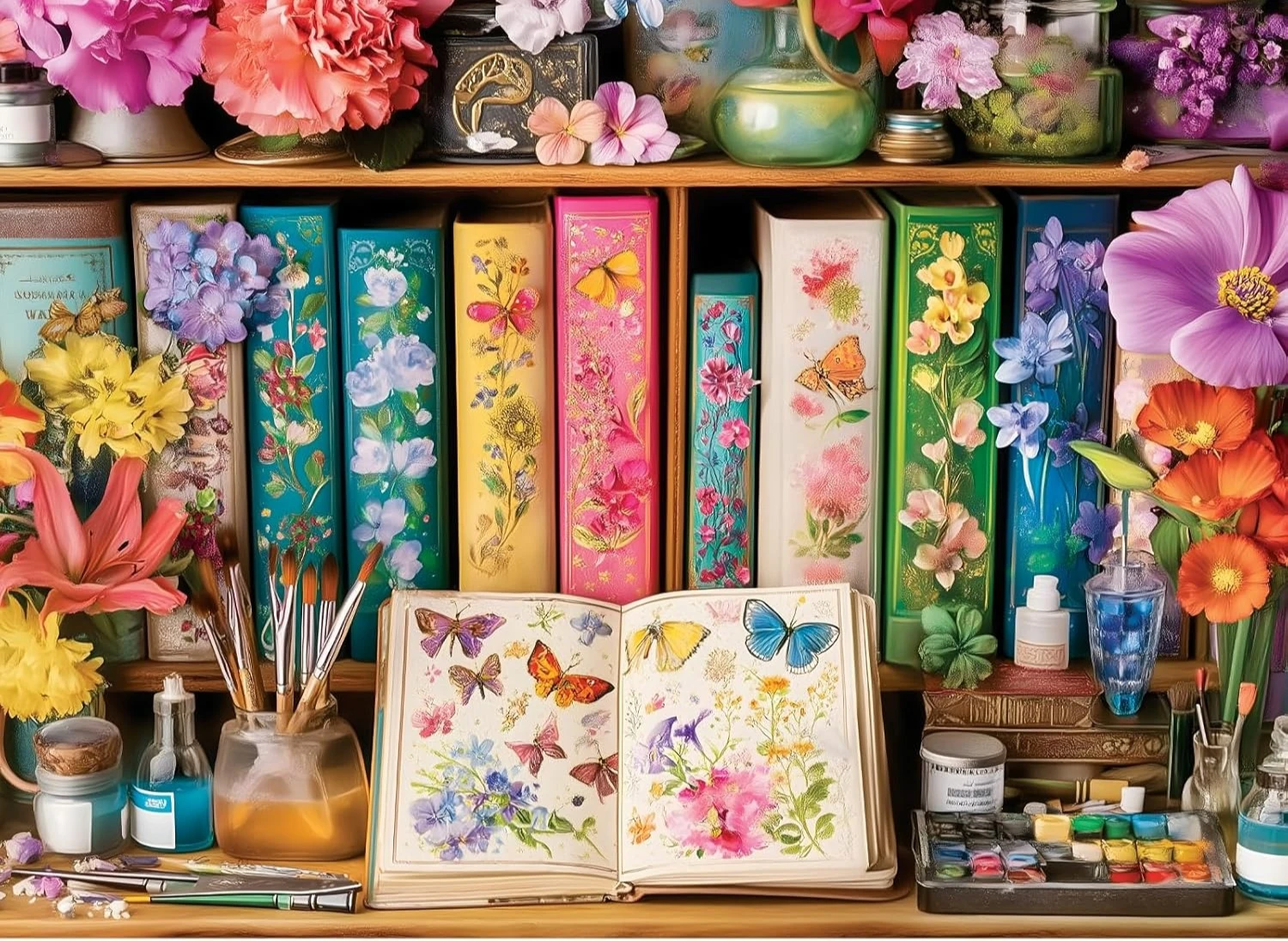 

Flower Butterfly Handbook 120/300/500/1000 Pieces Books Art Jigsaw Puzzles Brain Training Challenging Educational Toys for Adult