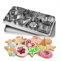 Cookie Cutter Set With Storage Box Geometry Mini Cookies Linzer Biscuit Baking Molds DIY Pastry Cake Decoration Tools