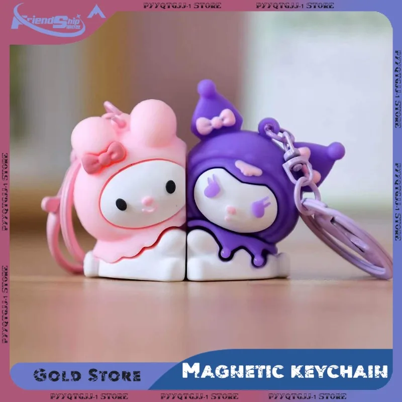 

1pair Sanrio Couple Magnetic Keychain Doll Car Pendant Kuromi Cinamonroll Creative Keychain Decoration Kid Gift Key Ring Pendant