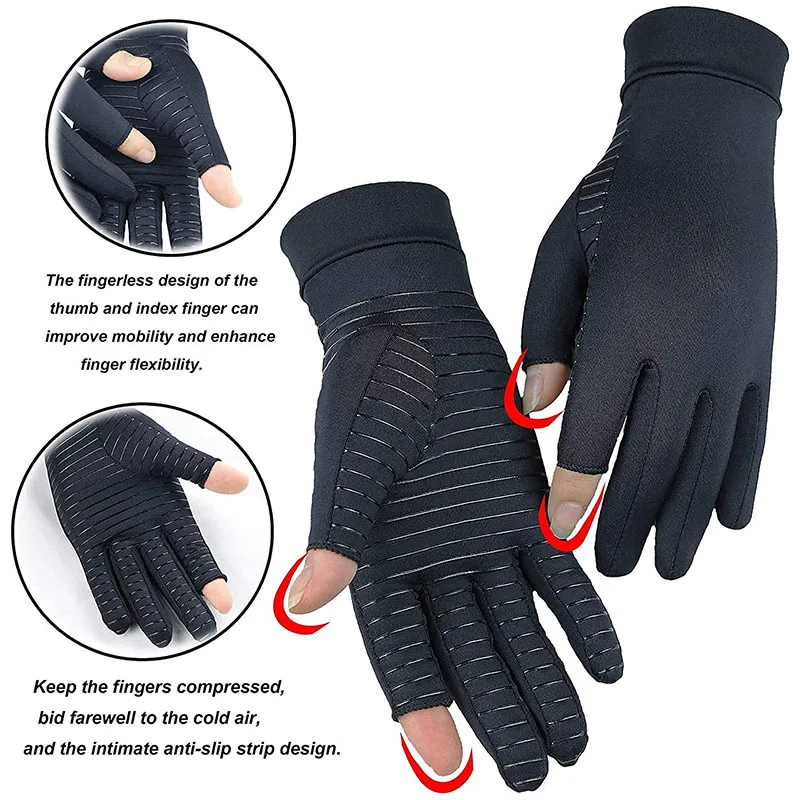 1 Pair Copper Arthritis Compression Gloves for Women Men For Arthritis Hand Pain Relief Swelling Rheumatoid Arthritis Gloves