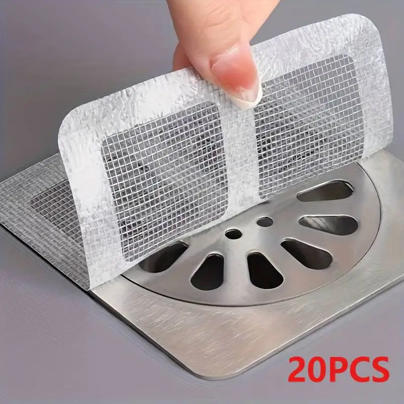 

20 шт. одноразовых наклеек-ловушек для волос для душевых дренажных систем | Мелкоячеистый фильтр для ванной, раковины и ванны