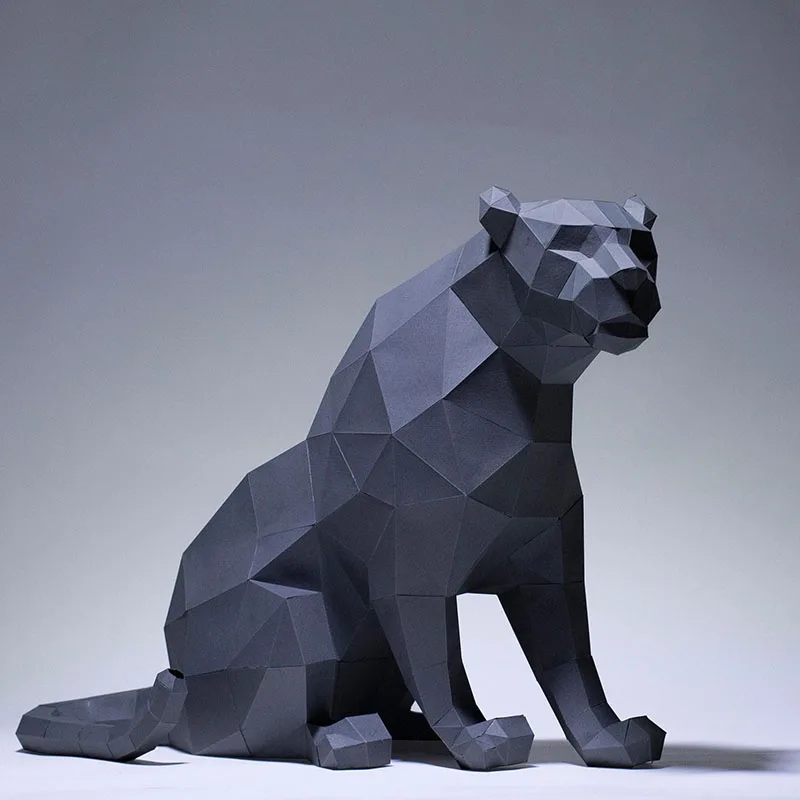 Black Panther Paper Model Home Room Ornaments DIY Origami 3D Geometric Papercraft Hallway Decor Sculpture Props Handmade Puzzles