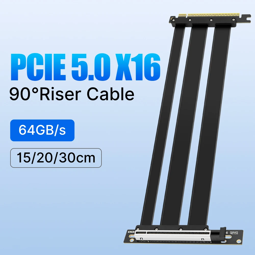 PCIE 5.0 X16 Riser Cable 90° Right angle PCI Express Gen5 GPU Vertical Mount 128GB/s Speed For Desktop PC PCIE X16 Extender