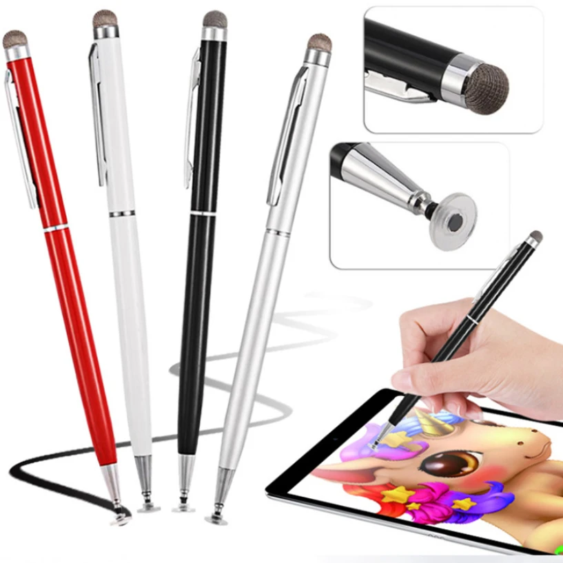 2 in 1 Fine Point Disc & Fiber Tips Capacitive Stylus Touch Screen Pen Universal for iPad iPhone Samsung Mobile Phone Tablet