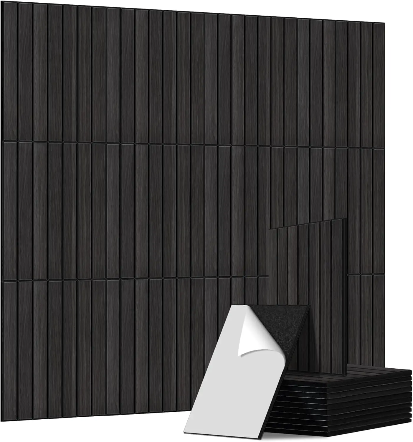 

12 Pack Acoustic Wood Wall Panels, 11.8x15.7x0.35in Soundproofing, Self-Adhesive, Rustic Walnut