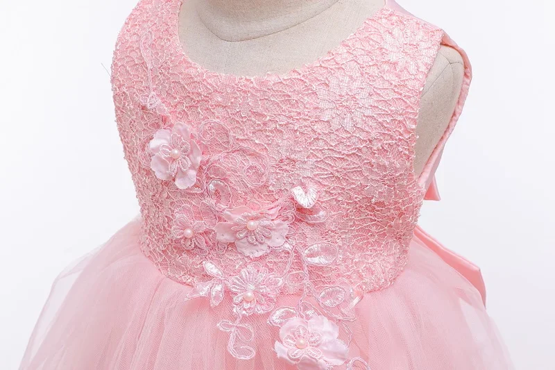 2024 New Flower Girl Wedding Dress Princess Dresses Baby Birthday Party Evening Dress Children Mesh Tail Dress Girls Clothes