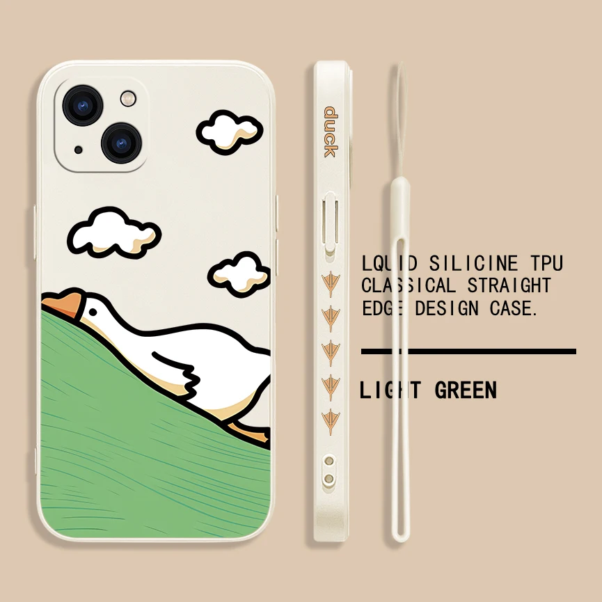 New Cartoon Duck Case For OPPO Realme 10 9 9i 8i 7 7i 6 Pro Plus C31 C35 C1 C11 C12 C15 C20 C21Y C25 C25S Cover with Hand Strap