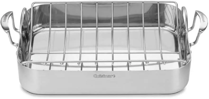 

Multiclad Pro Triple Ply Stainless Cookware 16-inch Roasting Pan Skillet Rectangular Roaster w/Rack