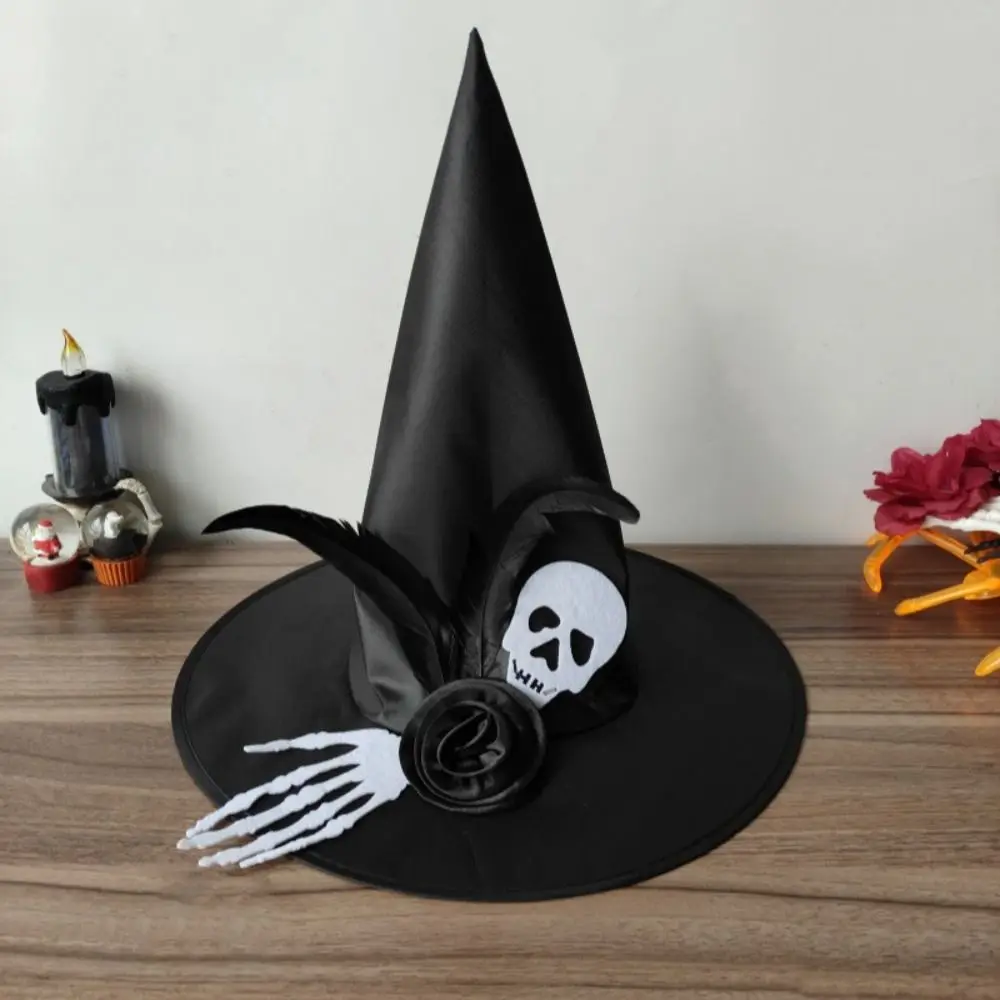 Sombrero de bruja de Halloween colorido, accesorios de fiesta con patrón de Calavera, gorro de Mago para niños, accesorios de disfraz de Halloween