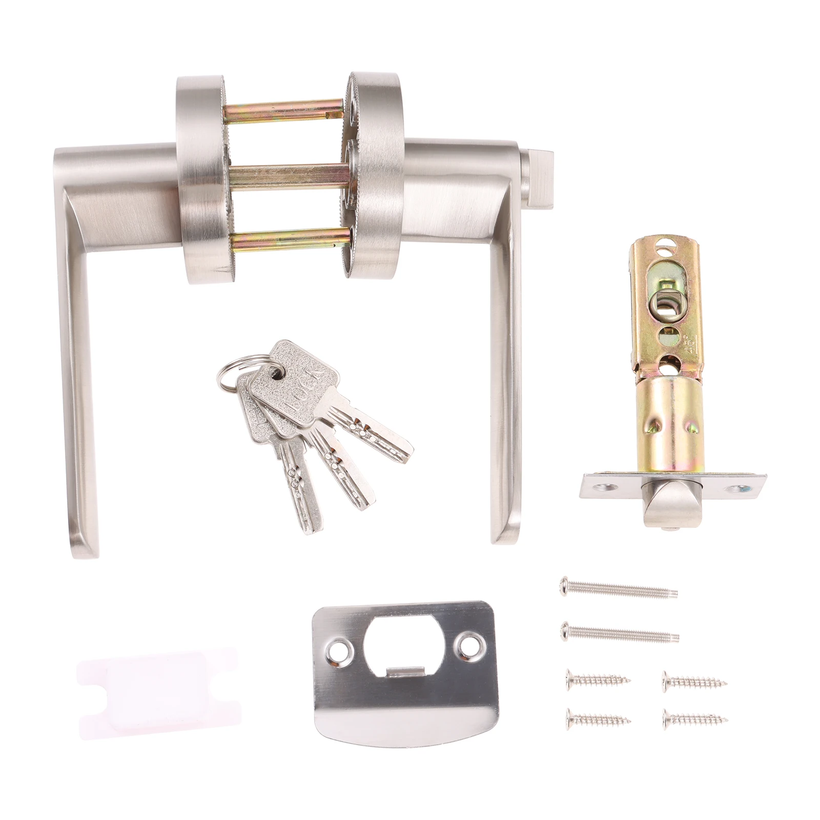 1Pc Door Handle with Lock Entrance Leverset Key Lock Door Lever Set Adjustable 60-70mm Latch Accessories for Study Office