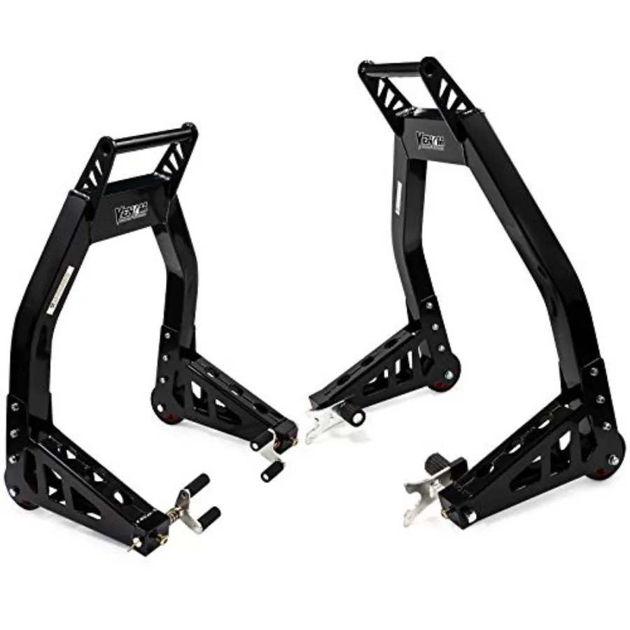 

Sport Bike Motorcycle Stand Front and Rear Motorcycle Lift Combo - Black Universal Front Fork and Swingarm Y and Paddle Lift Bi