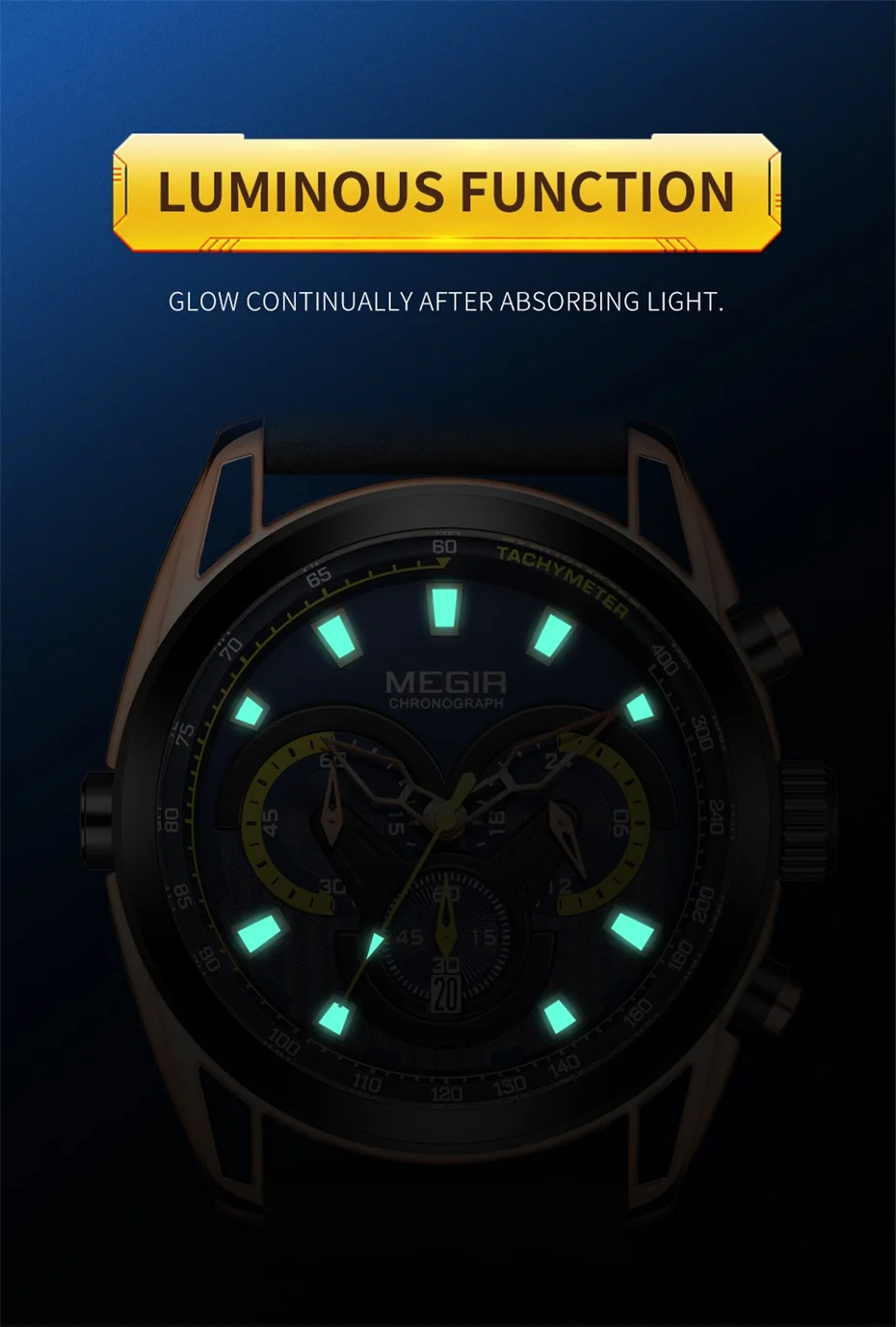 MEGIR Mens Watches Luxury Brand Chronograph Waterproof Luminous Quartz Watch Men Sports Military Wristwatch Clock Reloj Hombre