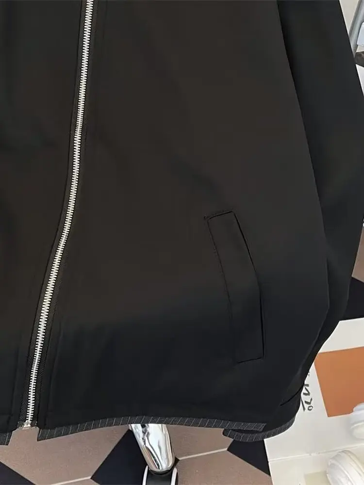 

Korean High-End Sle Casual Outerwear ex Street Faion Brand Vintage Jaet Trendy Outfit Polyester Fiber Long Sve Z...