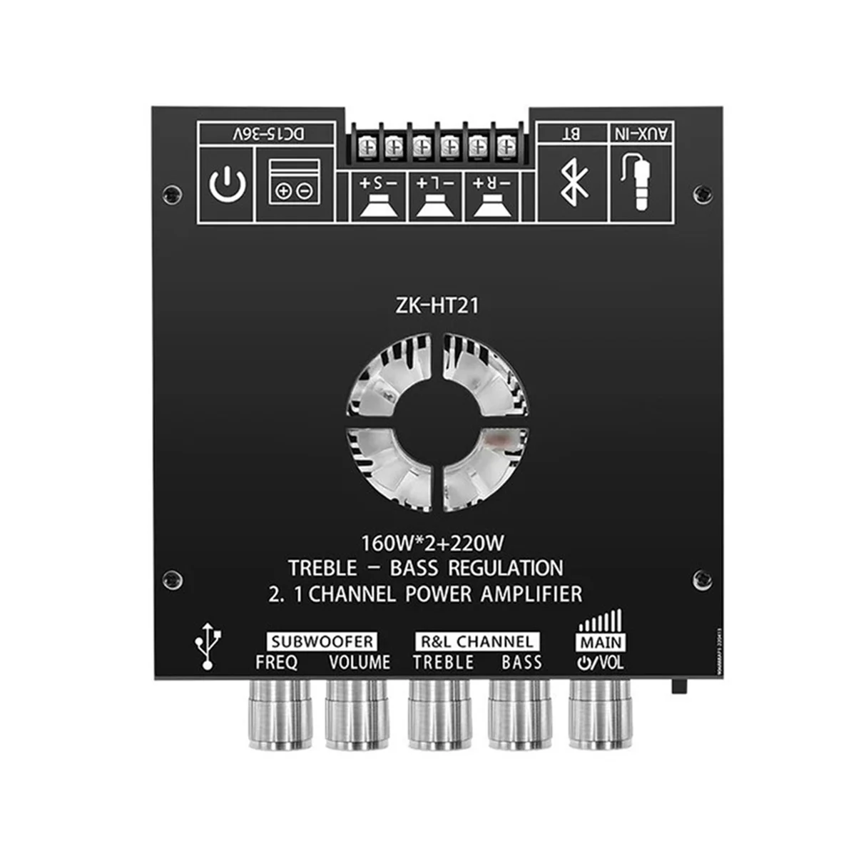 Wzmacniacz -HT21 2.1 Kanałowy TDA7498E 160WX2+220W Bluetooth Cyfrowy Moduł Wzmacniacza Mocy Subwoofer z Tonami Wysokimi i Niskimi