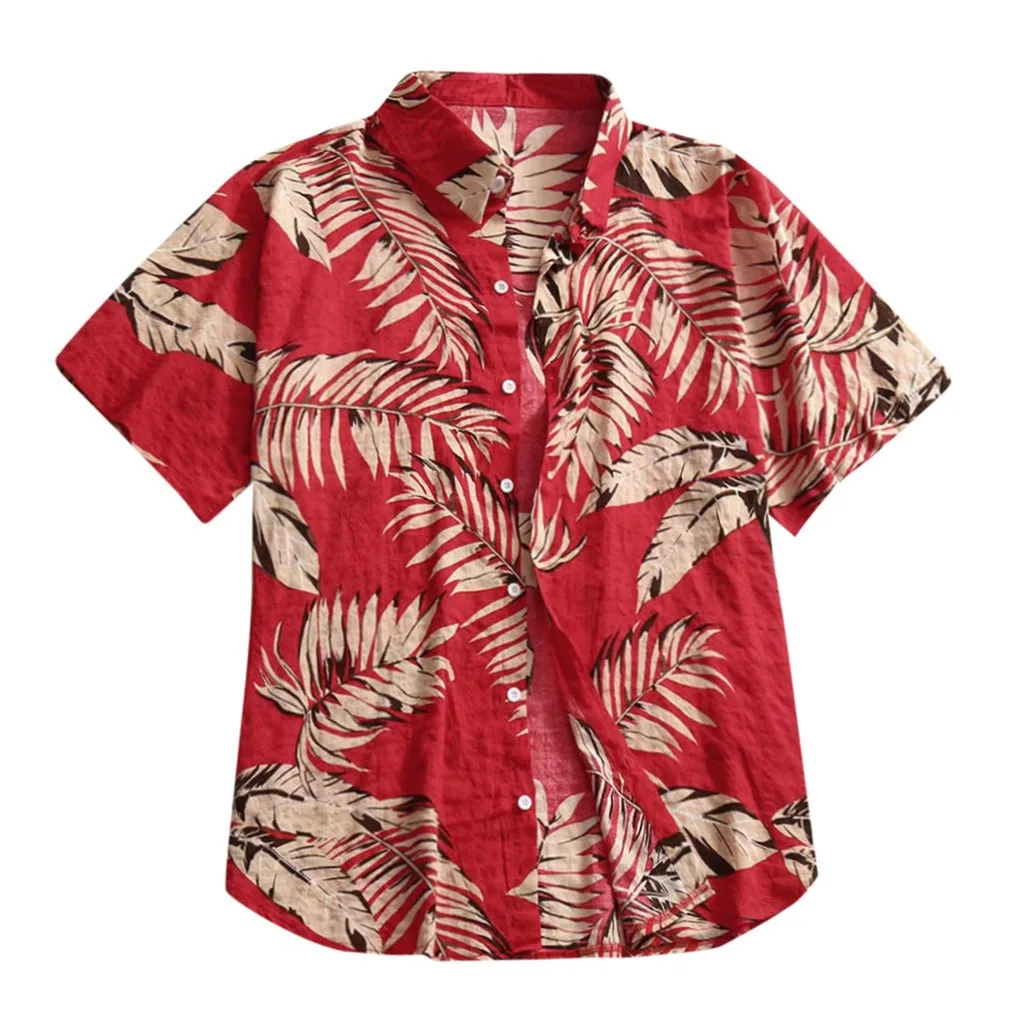 Oversized Mens Hawaiian Shirt Fashion Casual Button Hawaii Print Beach Short Sleeve Quick Dry Top Blouse S-5XL рубашка мужская