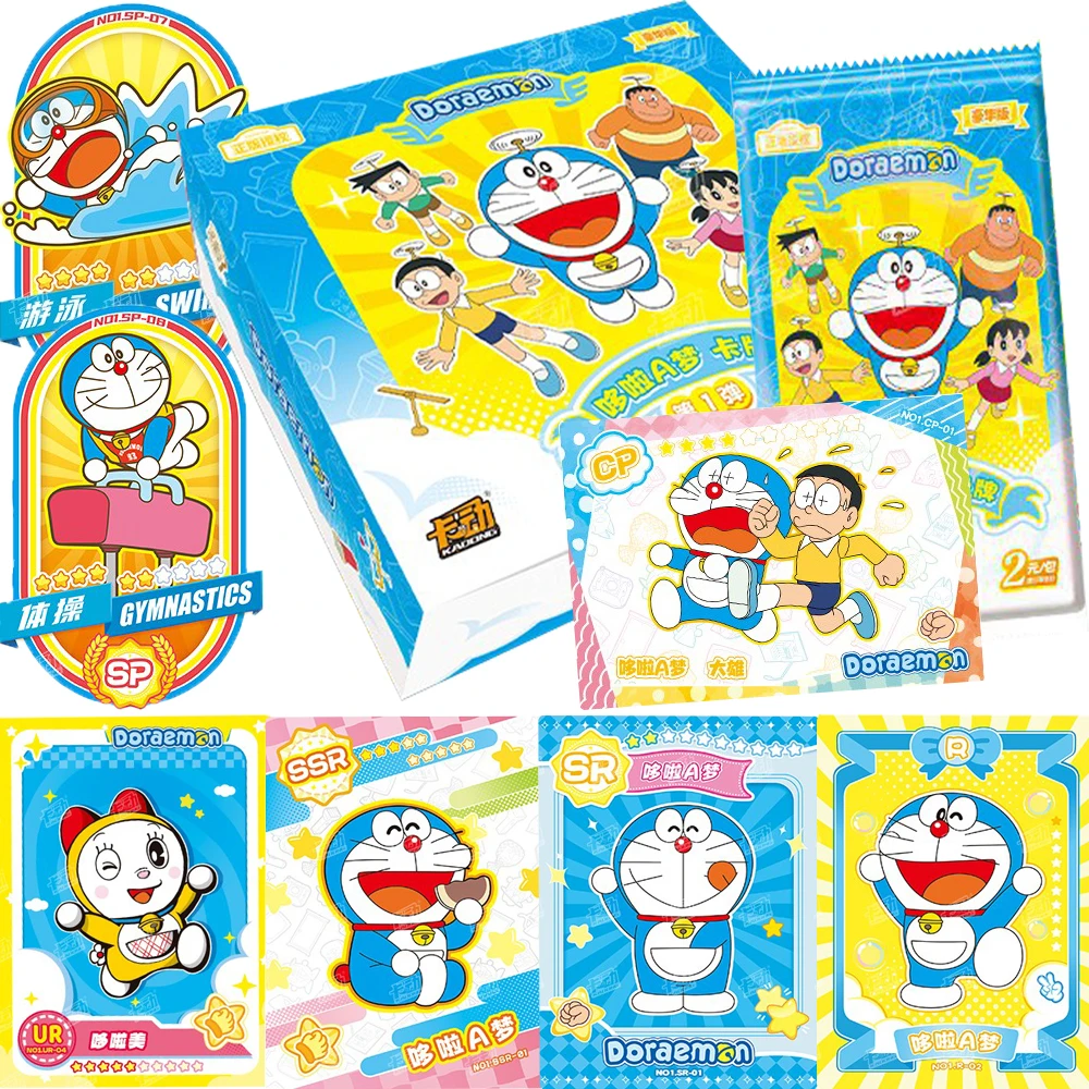 Caja de Sobres de Cartas Coleccionables Oficiales de Doraemon, Juego de Cartas Coleccionables de Anime Premium con Doraemon, Nobita y Amigos de KADONG