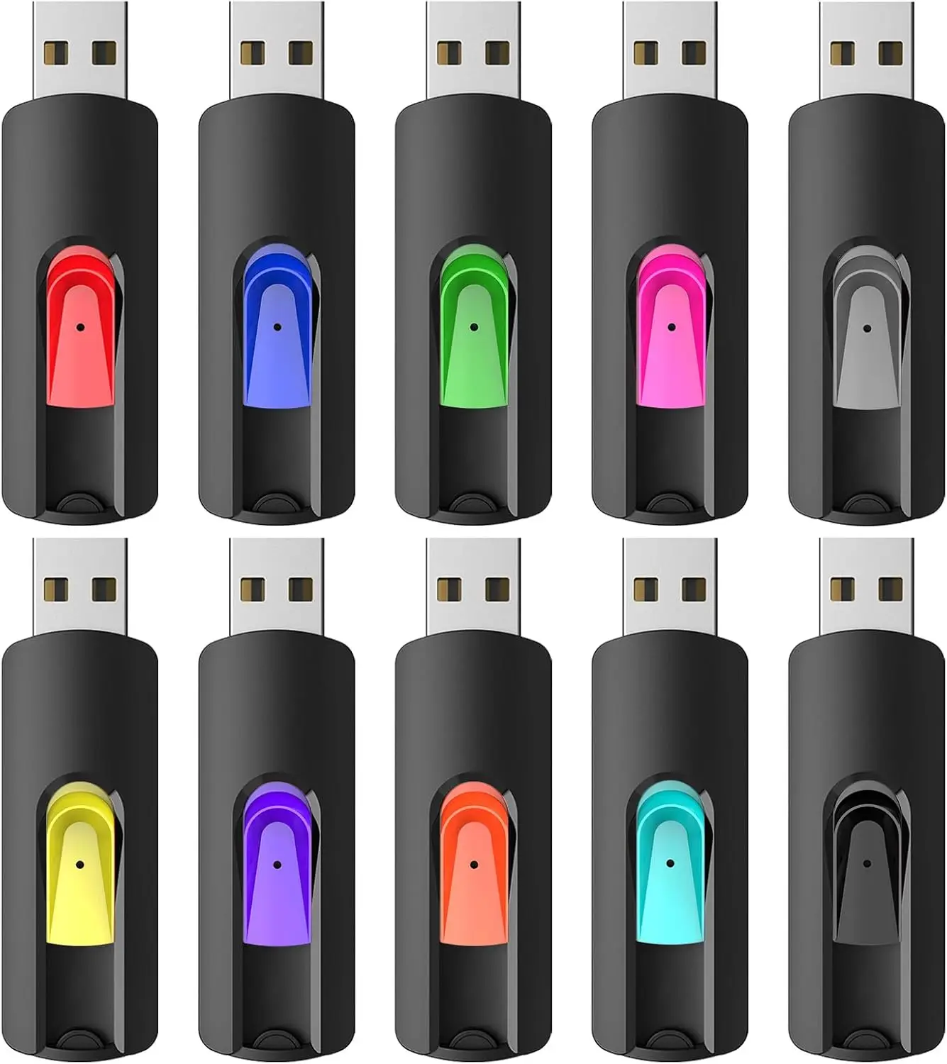

Набор из 10 USB-флеш-накопителей 64 ГБ, выдвижные флешки USB 2.0 для ПК и Mac, для хранения и резервного копирования данных (разные цвета)
