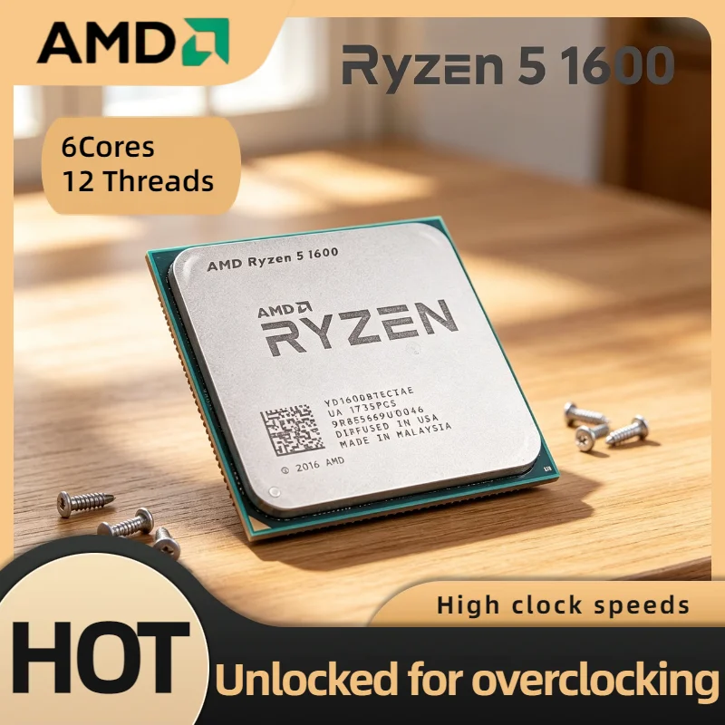 

AMD Ryzen 5 1600 6 Core 12 Thread 3.2GHz Up to 3.6GHz AM4 14nm 16M L3 Cache 65W Zen1 Tray CPU Gaming 4K No Fan