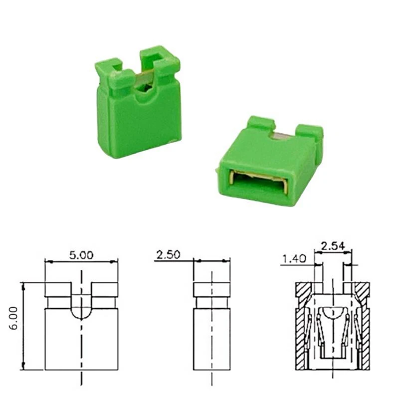 50pcs Jumper Cap 2.54mm Pitch Pin Header Connector Short / Long Type Jumper Plug Cover DIY Repair Parts