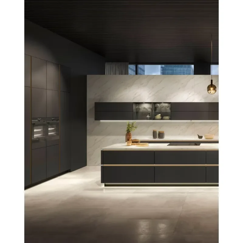 Modern kitchen lockers with adjustable shelves, large capacity lockers to store utensils and pantry essentials