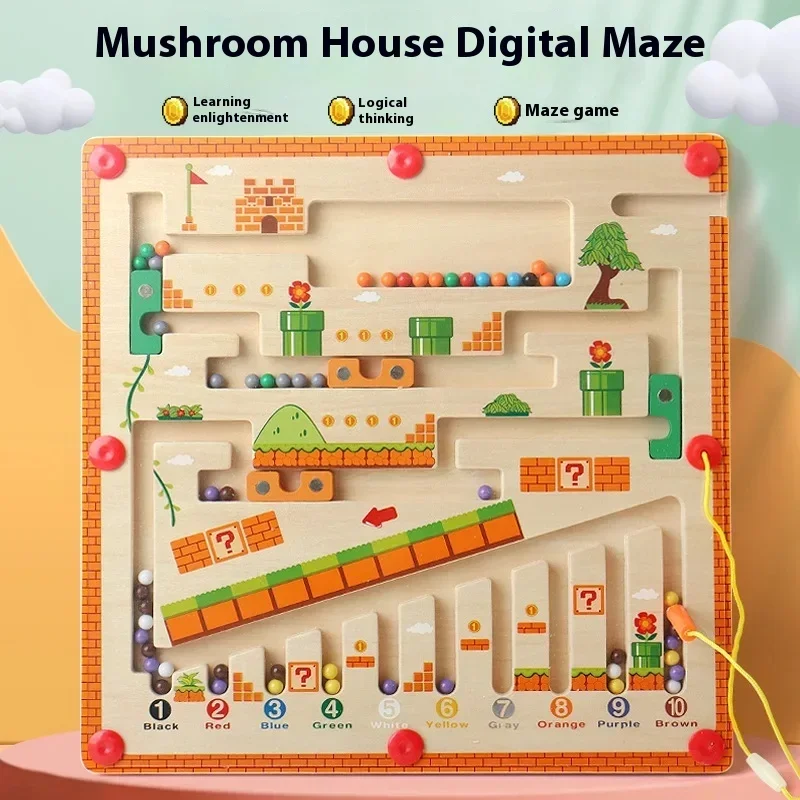 

Preschool Children's Wooden Color Numerical Cognitive Classification Magnetic Mechanism Maze Bead Kindergarten Puzzle Toys