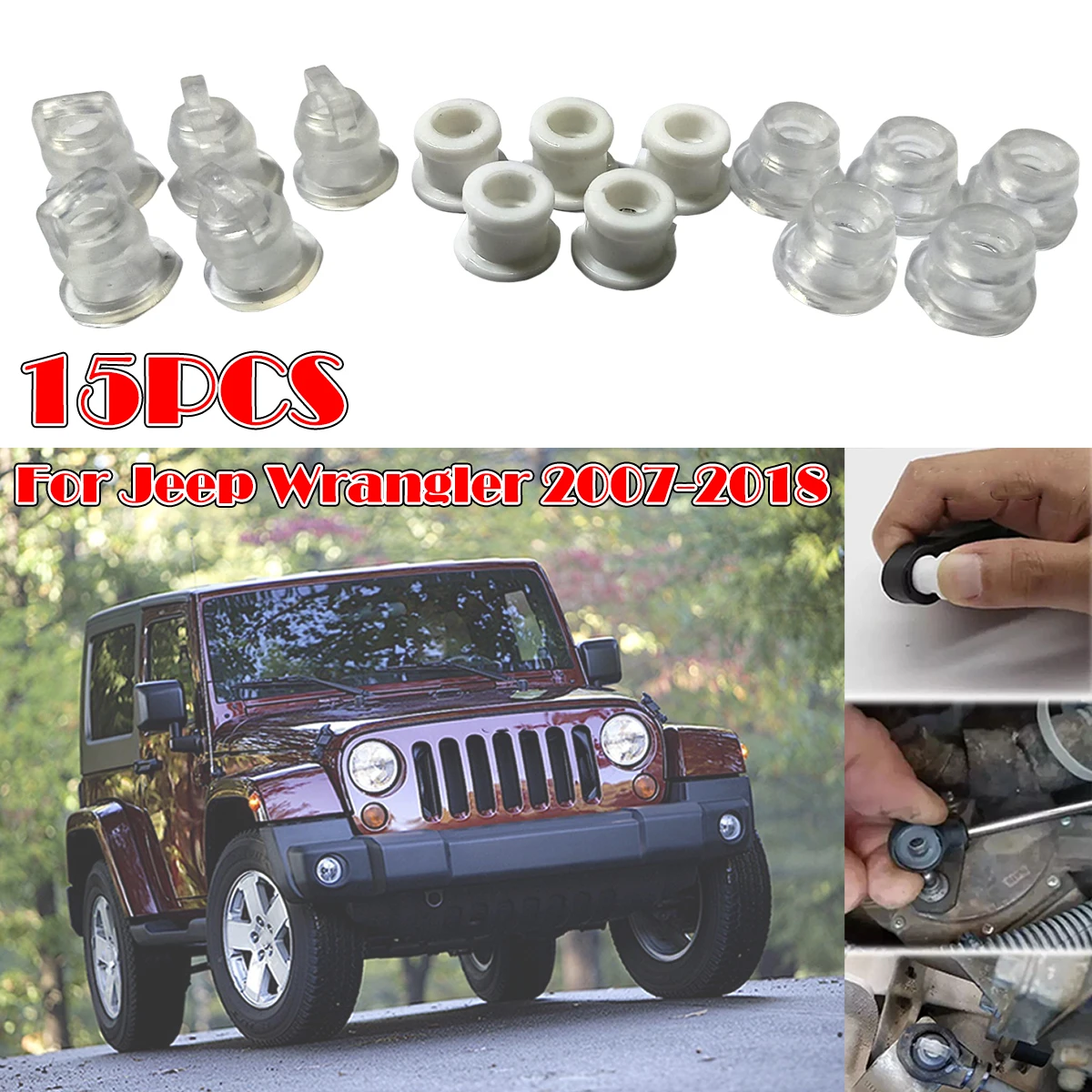 

15Pcs For Jeep Wrangler JK 2007 2008-2018 Gear Shifter Cable Shift Linkage Bushing Repair Parts Transmission Gearbox Accessories