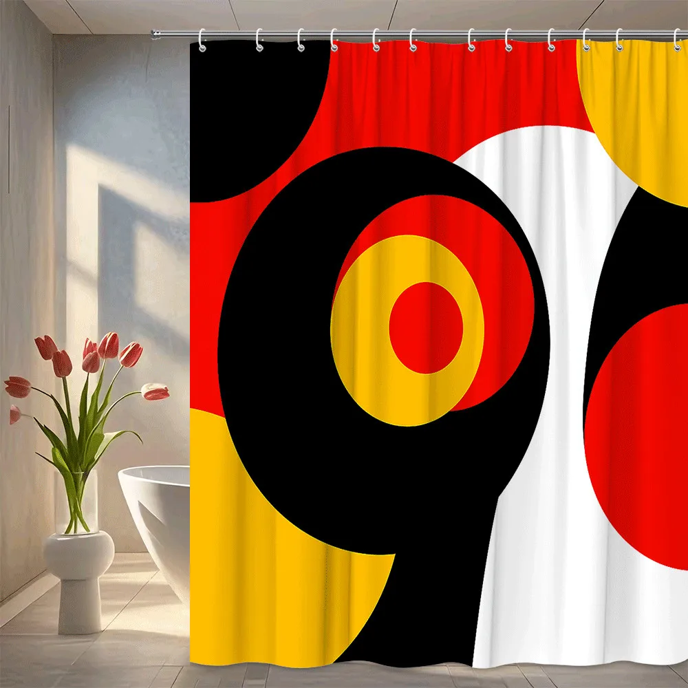 Abstract Geometric Circles Shower Curtain Machine Washable All Season Waterproof Privacy Protection Modern Art Design Creative