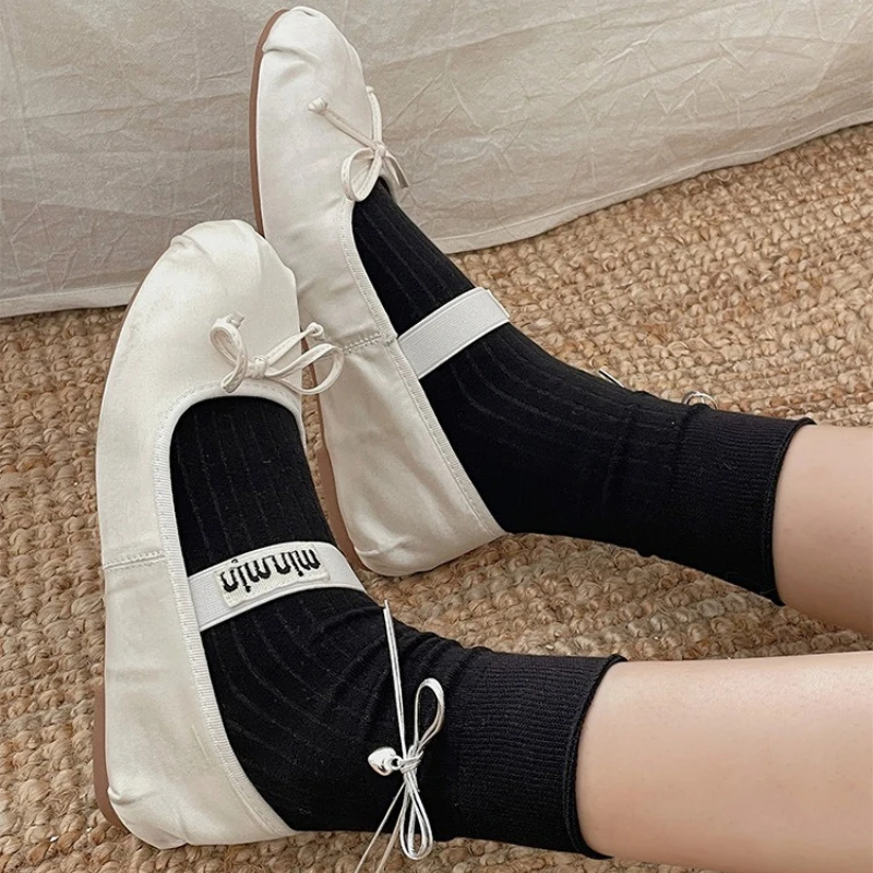 1/4 ペアの蝶結び滑り止め吸汗カジュアルソックス女性用かわいいシンプルで快適な甘い美しい女性用靴下
