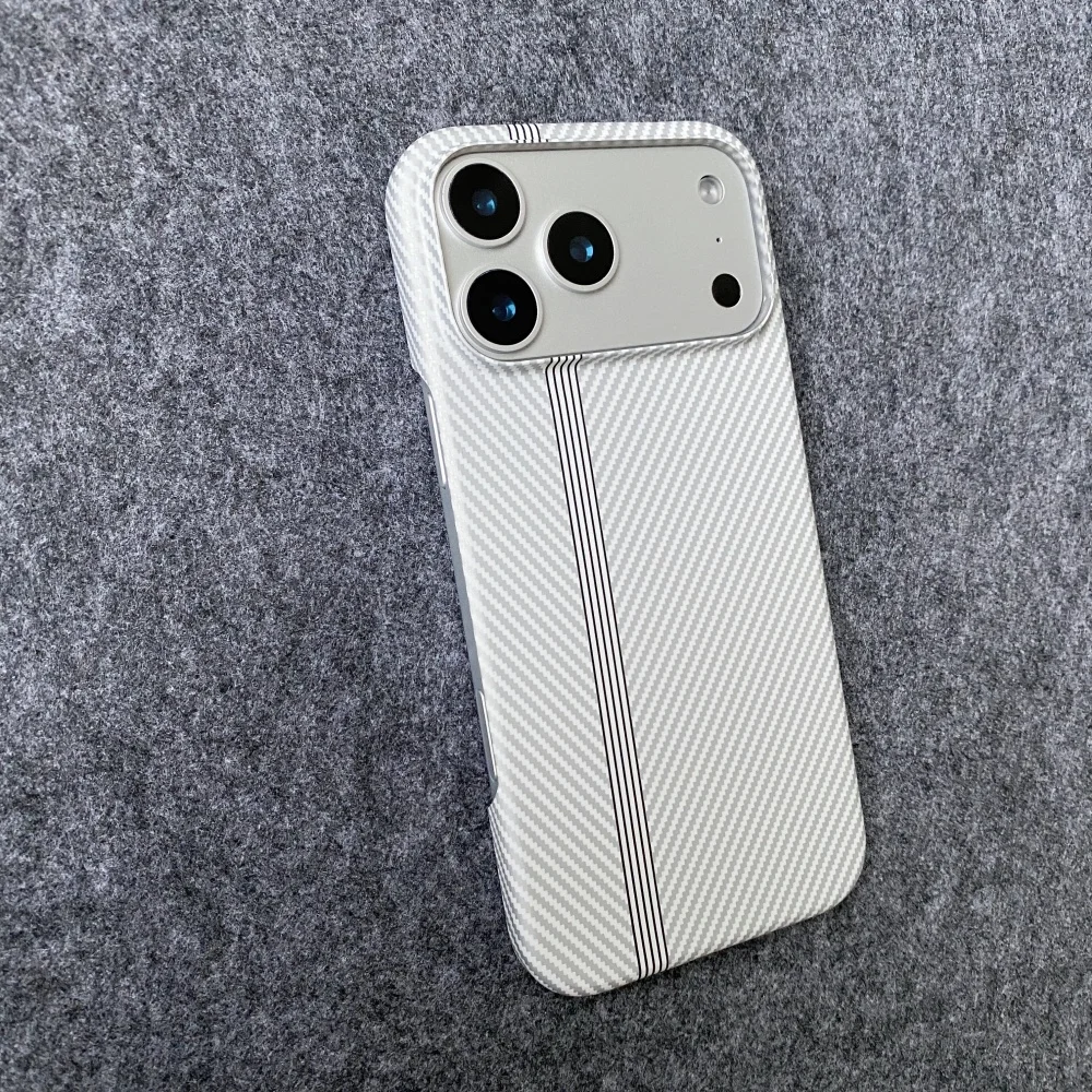 UltraThin Half Frame Carbon Fiber PC Phone Case For iPhone 17 Air 16 15 14 Plus 13 12 17 11 Pro Max NonSlip Kevlar Texture Cover - view 4