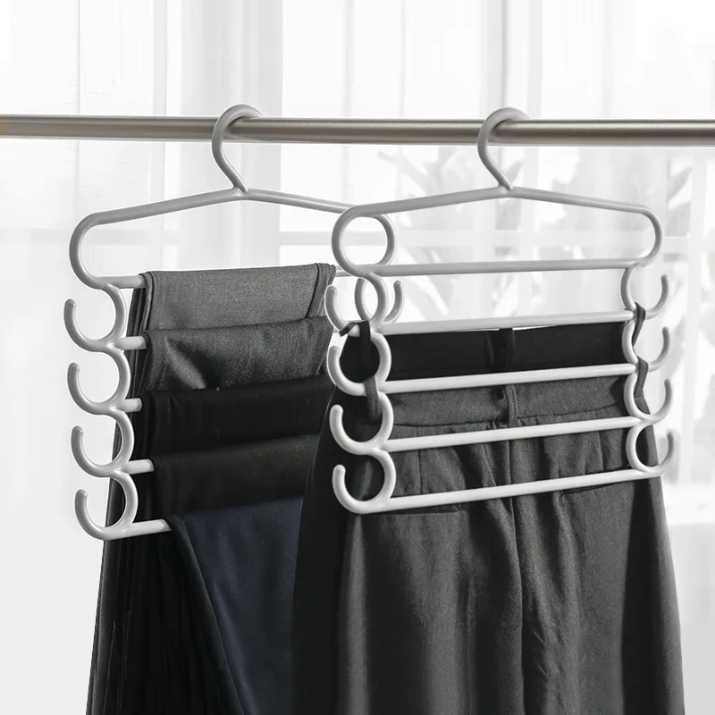 5 Layers Pants Rack Multifunctional Household Saving Space Multi Layer Hanger Pants Closet Color Clothes Peg Bathroom towel rail