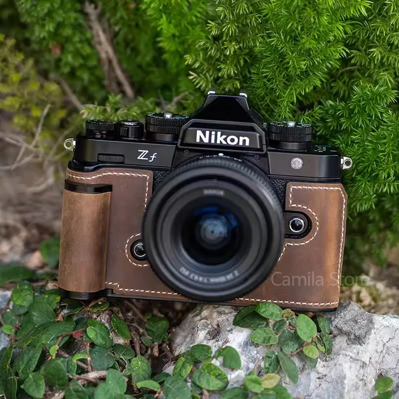 Nowy ręcznie wykonany aparat z prawdziwej skóry torba ze skóry bydlęcej futerał do NIKON ZF Z-F skóry ściskacz rękaw ochronny podstawy