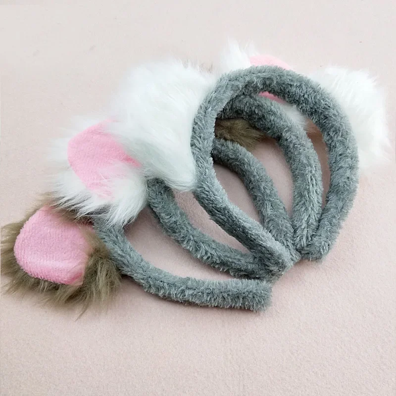 Plush Koala Ear Headband Girls Fashion Hair Hoop Lovely Gift  Party Photo Props Carnival Headwear Decor  Costume Cosplay