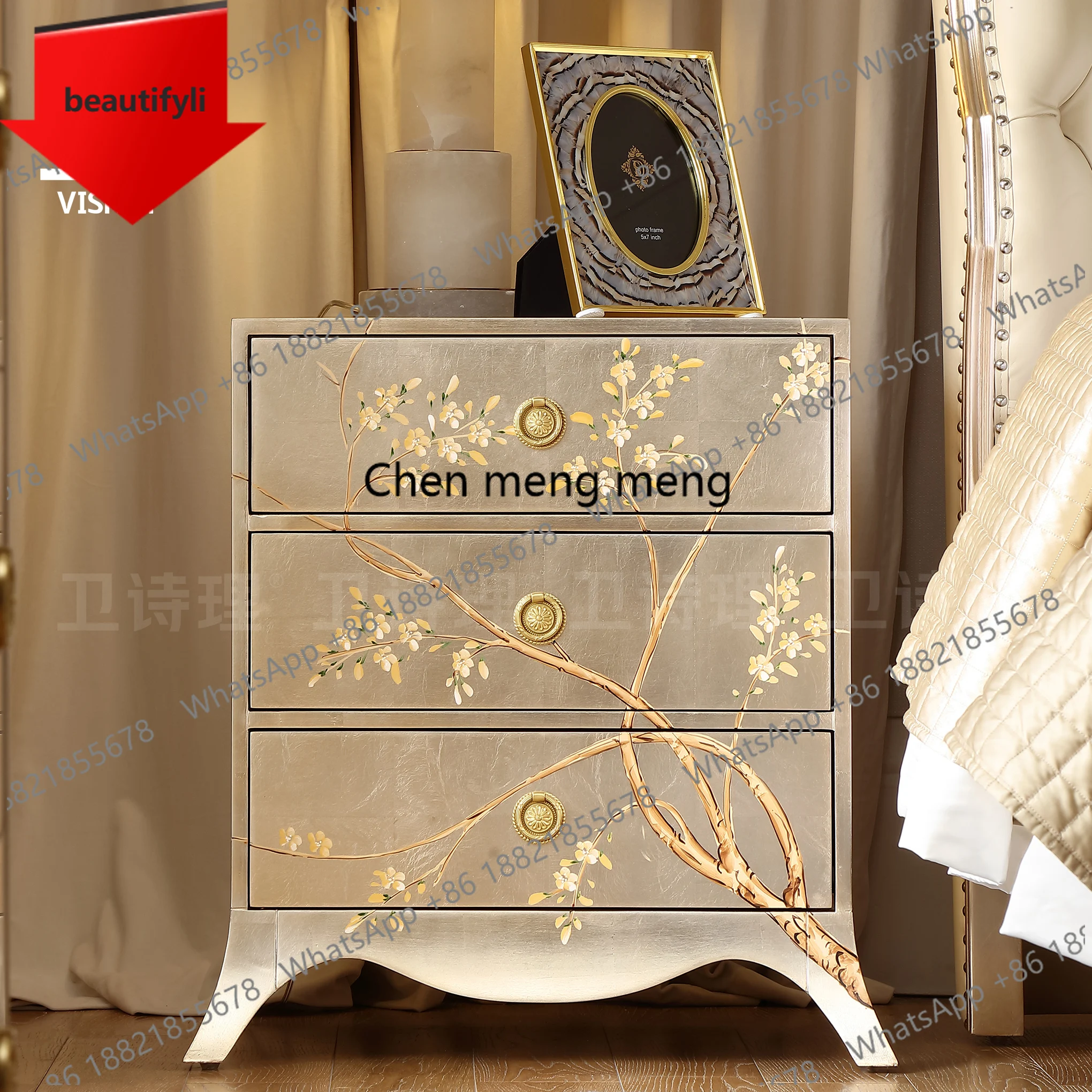 

X188 Высококачественная мебель, французская ретро-спальня, прикроватная тумбочка из цельного дерева в европейском стиле